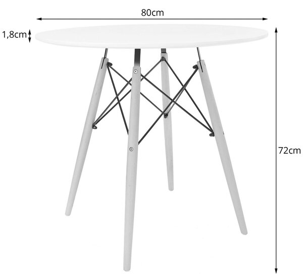 OFERTA Masa de dining alba cu picioare negre OSLO 80x80 II. calitate