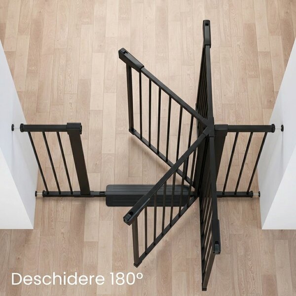 Poartă de Siguranță PRO 180° pentru Copii și Animale 76 x 132-138 cm, NEGRU