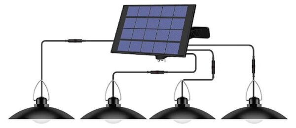Set panou solar cu 4 becuri LED cu aplica si telecomanda 50W