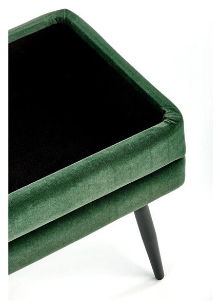 Bancuta VELVA, verde/negru, stofa catifelata/metal, cu spatiu pentru depozitare, 78x35x40 cm