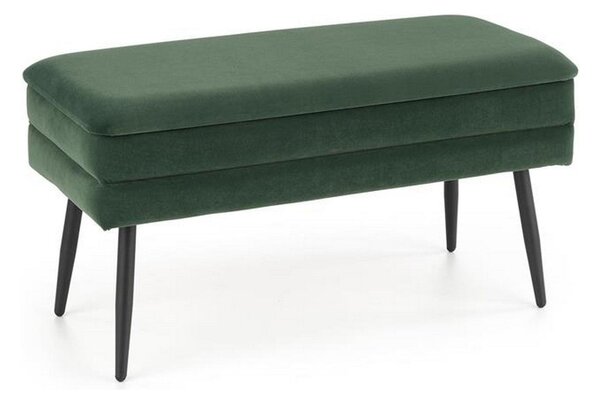 Bancuta VELVA, verde/negru, stofa catifelata/metal, cu spatiu pentru depozitare, 78x35x40 cm