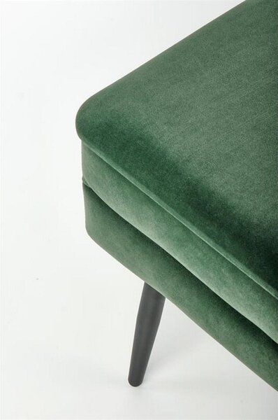 Bancuta VELVA, verde/negru, stofa catifelata/metal, cu spatiu pentru depozitare, 78x35x40 cm