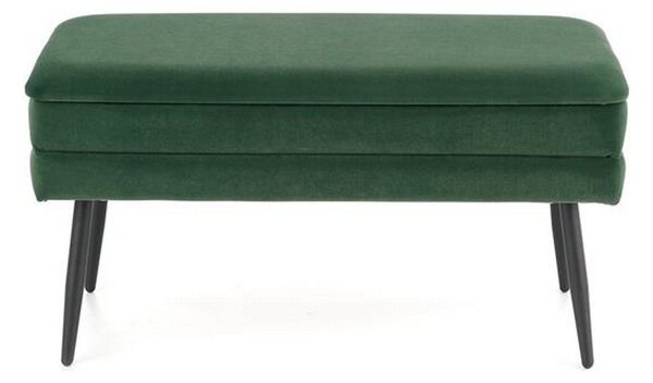 Bancuta VELVA, verde/negru, stofa catifelata/metal, cu spatiu pentru depozitare, 78x35x40 cm