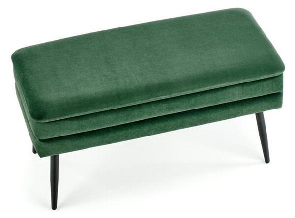 Bancuta VELVA, verde/negru, stofa catifelata/metal, cu spatiu pentru depozitare, 78x35x40 cm