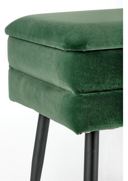 Bancuta VELVA, verde/negru, stofa catifelata/metal, cu spatiu pentru depozitare, 78x35x40 cm