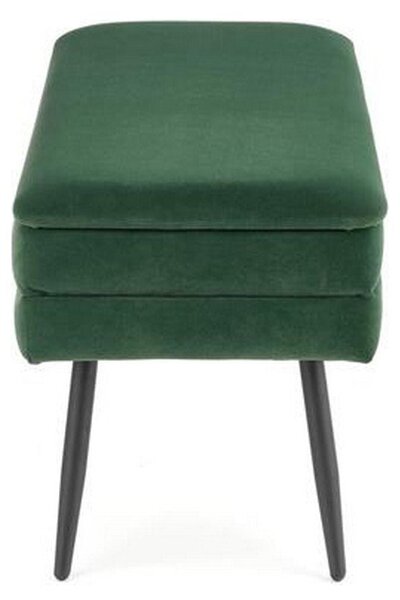 Bancuta VELVA, verde/negru, stofa catifelata/metal, cu spatiu pentru depozitare, 78x35x40 cm