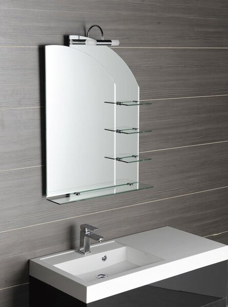 Aqualine Aqualine, oglindă WEGA 65x90cm, rotunjită, cu rafturi, 65028