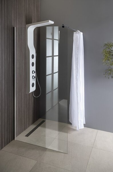 Aqualine Aqualine, perete WALK-IN pentru instalare pe perete cu suport, dintr-o bucată, 700 mm, sticlă transparentă, WI071