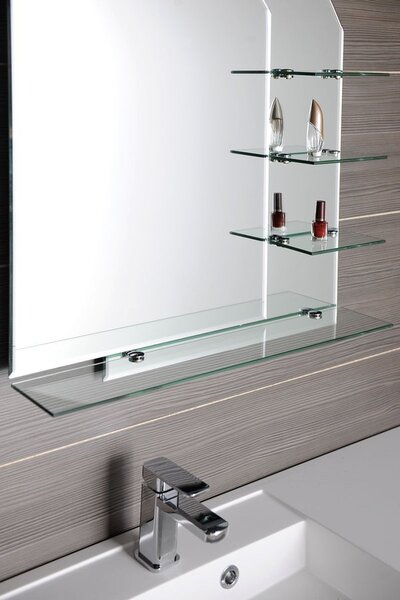 Aqualine Aqualine, oglindă WEGA 65x90cm, rotunjită, cu rafturi, 65028