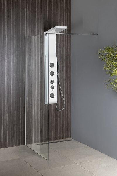 Aqualine Aqualine, perete WALK-IN pentru instalare pe perete cu suport, dintr-o bucată, 700 mm, sticlă transparentă, WI071