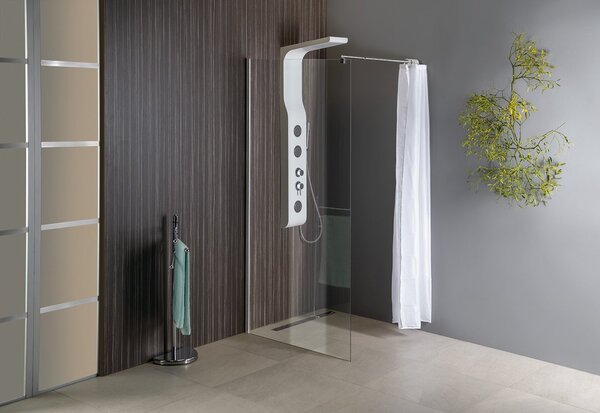 Aqualine Sapho, perete WALK-IN pentru montare pe perete cu suport, dintr-o bucată, 700 mm, sticlă mată