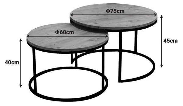 Masute de cafea 2 buc. Solme, Gri inchis, 75x75x45 cm