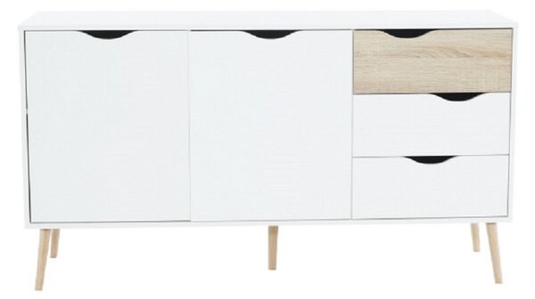 Comoda OSLO 75381, cu 2 usi si 3 sertare, PAL, stejar sonoma/alb, 147,1x81x39,1 cm