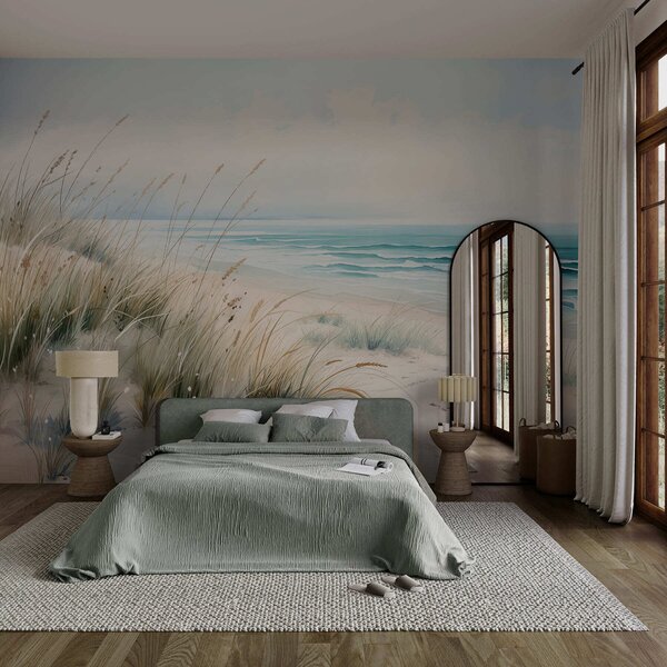 Tapet Plajă cu nisip, valuri și dune, Fototapet Natură, w05537 : Uwalls.ro