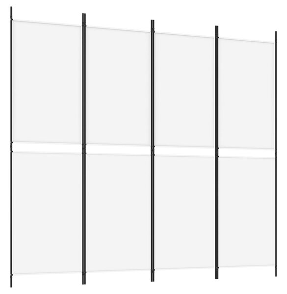 Paravan de cameră cu 4 panouri, alb, 200x180 cm, textil