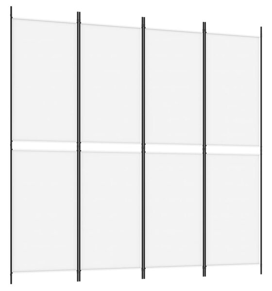 Paravan de cameră cu 4 panouri, alb, 200x200 cm, textil