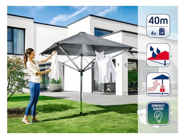 Uscător de rufe argintiu pentru grădină 40 m LinoProtect 400 – LEIFHEIT