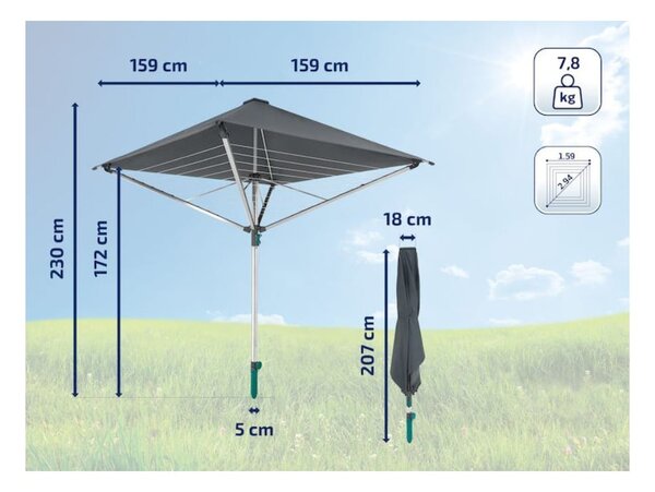 Uscător de rufe argintiu pentru grădină 40 m LinoProtect 400 – LEIFHEIT