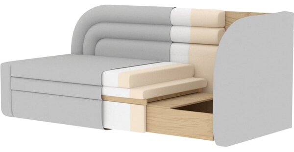 Canapea verde extensibilă/cu spațiu de depozitare cu tapițerie din chenille cu colț pe partea dreaptă 223 cm Fabillo – ELTAP