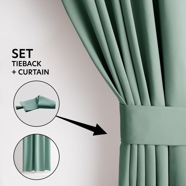 Draperie verde-deschis dimout (semi-opacă) 140x245 cm Kierra – Restilo