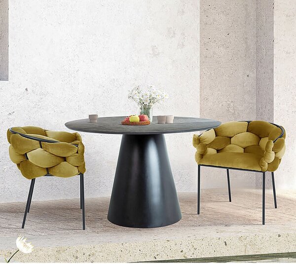 Masa ANGEL, cadru, gri/negru mat, 120x76 cm, rotunda, fixa