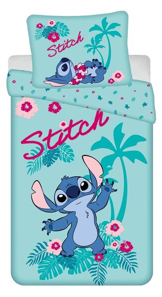 Lenjerie de pat pentru copii albastră din bumbac pentru pat de o persoană 140x200 cm Lilo a Stitch "Hawaii" – Jerry Fabrics