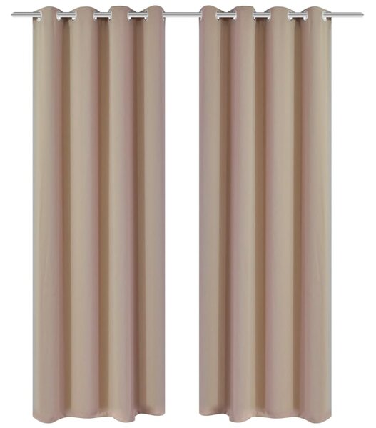 Draperii opace cu inele metalice, 2 buc., crem, 135 x 245 cm