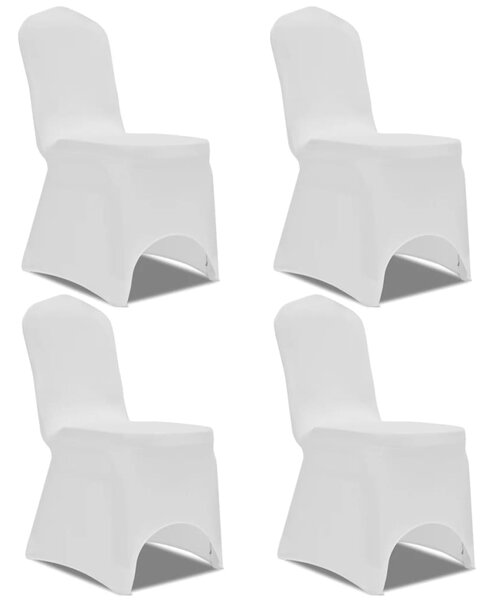 Husă de scaun elastică, 4 buc., alb