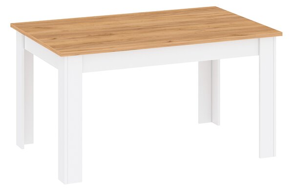 Masă dining, alb alba/ stejar craft auriu, 135-184x86 cm, LANZETTE S