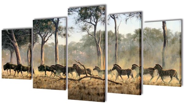 Set tablouri imprimate pe pânză Zebre 200 x 50 cm