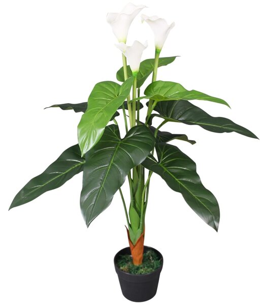 Floare de cală crin artificială cu ghiveci, 85 cm, alb