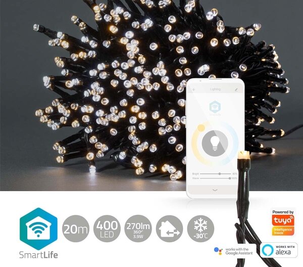 Nedis WIFILX02W400 - Șir LED Crăciun 400 LED/8 funcții 25m IP65 Wi-Fi Tuya