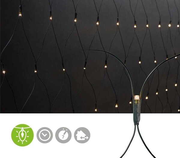Nedis Perdea luminoasă LED CLLN160 - 160 LED, 7 funcții, 5 m, IP44, alb cald