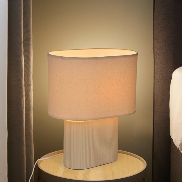 COREP Lampa de masă Santorini, culoare fildeș/bej, 38 cm, in/ceramică, Bej, Camera de zi / sufragerie, Ceramică