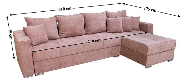 Colțar Extensibil Claudia Mare XXL Bonell Roz - Aragon 62, Interschimbabil