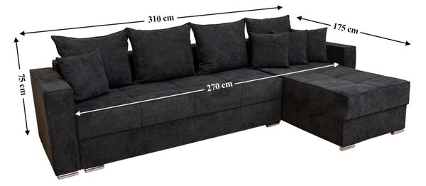 Colțar Extensibil Claudia Mare XXL Bonell Negru - Aragon 99, Interschimbabil