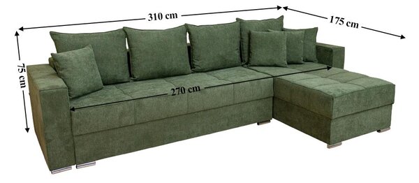 Colțar Extensibil Claudia Mare XXL Bonell Verde - Aragon 39, Interschimbabil