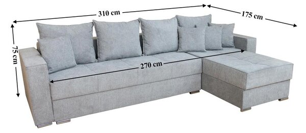 Colțar Extensibil Claudia Mare XXL Bonell Gri - Aragon 83, Interschimbabil