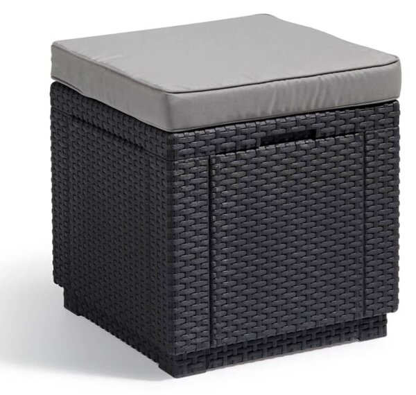 Keter Taburet tip cub cu spațiu de depozitare și pernă, grafit 213785