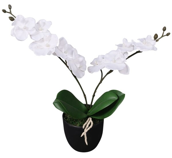 Plantă artificială orhidee cu ghiveci, 30 cm, alb