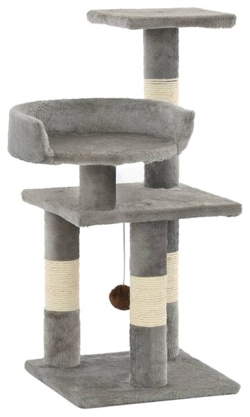 Ansamblu pentru pisici, stâlpi din funie de sisal, 65 cm, gri