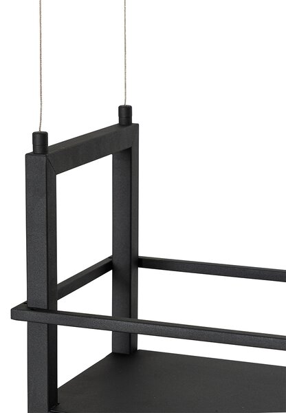 Lampă suspendată neagră cu raft incluzând LED cu dimmer pe 3 trepte - Cage Rack