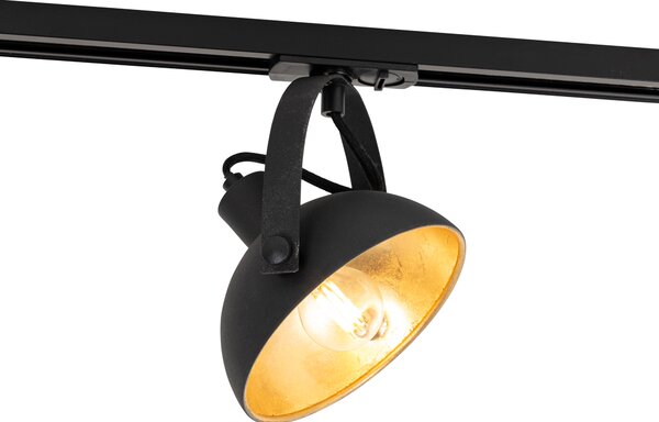 Spot pe șină industrial negru, cu interior auriu - Iconic Magnax