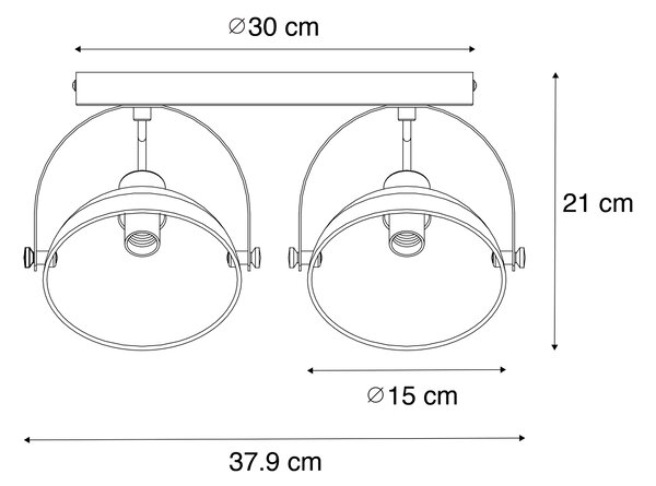Plafoniera industriala alba cu argintiu cu 2 lumini reglabile - Magnax