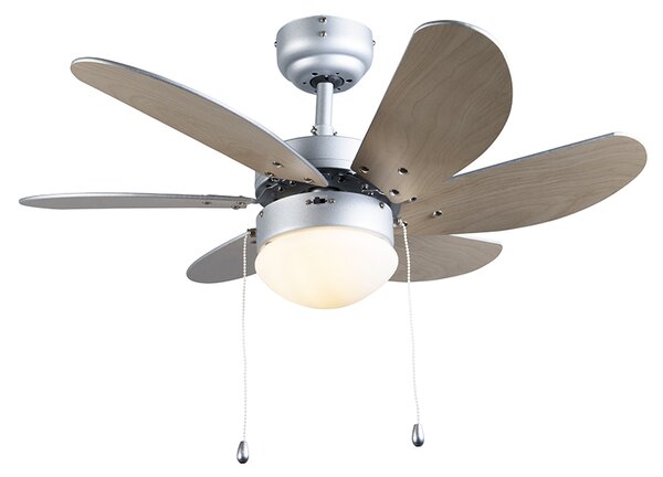 Ventilator de tavan modern din oțel cu imprimeu de lemn 80cm cu comutator cu lanț - Fresh