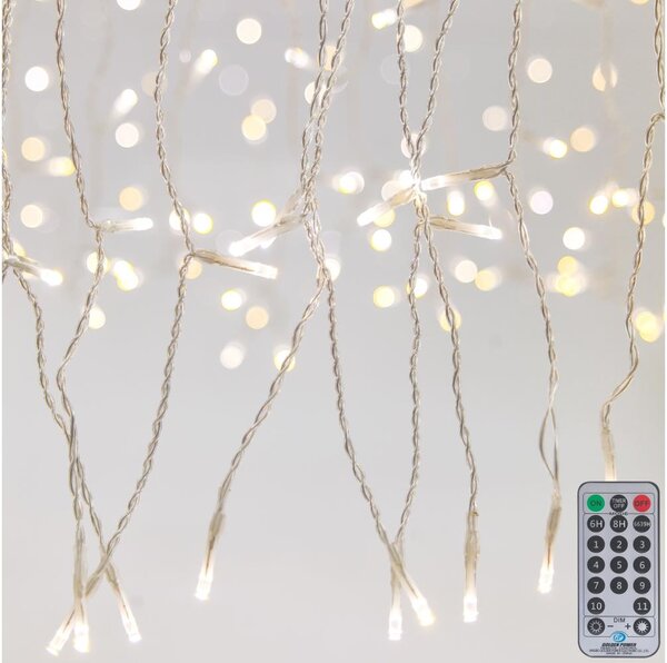Perdea LED dimabilă pentru exterior CURTAIN 360xLED/8,4W/230V 2x2 m IP44 alb cald + telecomandă