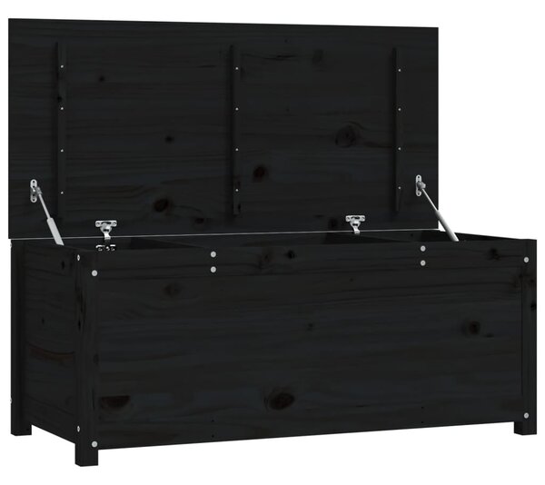 Cutie de depozitare, negru, 110x50x45,5 cm, lemn masiv de pin