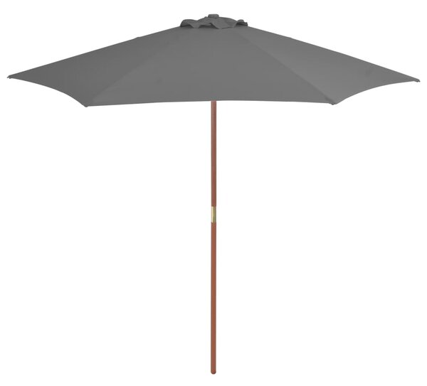 Umbrelă de soare de exterior, stâlp din lemn, antracit, 270 cm
