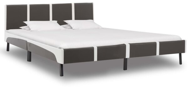 Cadru de pat, gri și alb, 180 x 200 cm, piele ecologică