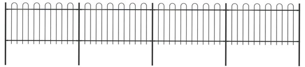 Gard de grădină cu vârf curbat, negru, 6,8 m, oțel